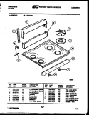 BACKGUARD AND COOKTOP PARTS Diagram and Parts List for G30CL2  Frigidaire Range