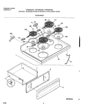 TOP / DRAWER Diagram and Parts List for TEF322BHDA  Tappan Range