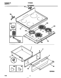 TOP / DRAWER Diagram and Parts List for TEF362BBBD  Tappan Range