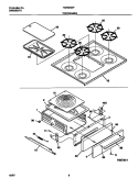 TOP / DRAWER Diagram and Parts List for TGF605WFD1  Tappan Range