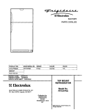 COVER Diagram and Parts List for FRT21P6BSK4  Frigidaire Refrigerator