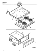 TOP / DRAWER Diagram and Parts List for TEF357BCWD  Tappan Range