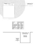 COVER Diagram and Parts List for CDB400KW0A  Crosley Dishwasher