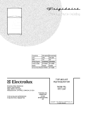 COVER Diagram and Parts List for FRT124FW0  Frigidaire Refrigerator