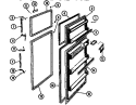 FOOD AND FREEZER DOORS Diagram and Parts List for 95-1487-00-1  Tappan Refrigerator
