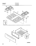 TOP / DRAWER Diagram and Parts List for FGF363MXASA  Frigidaire Range