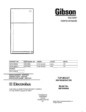 COVER Diagram and Parts List for GRT21R6AW1  Gibson Refrigerator