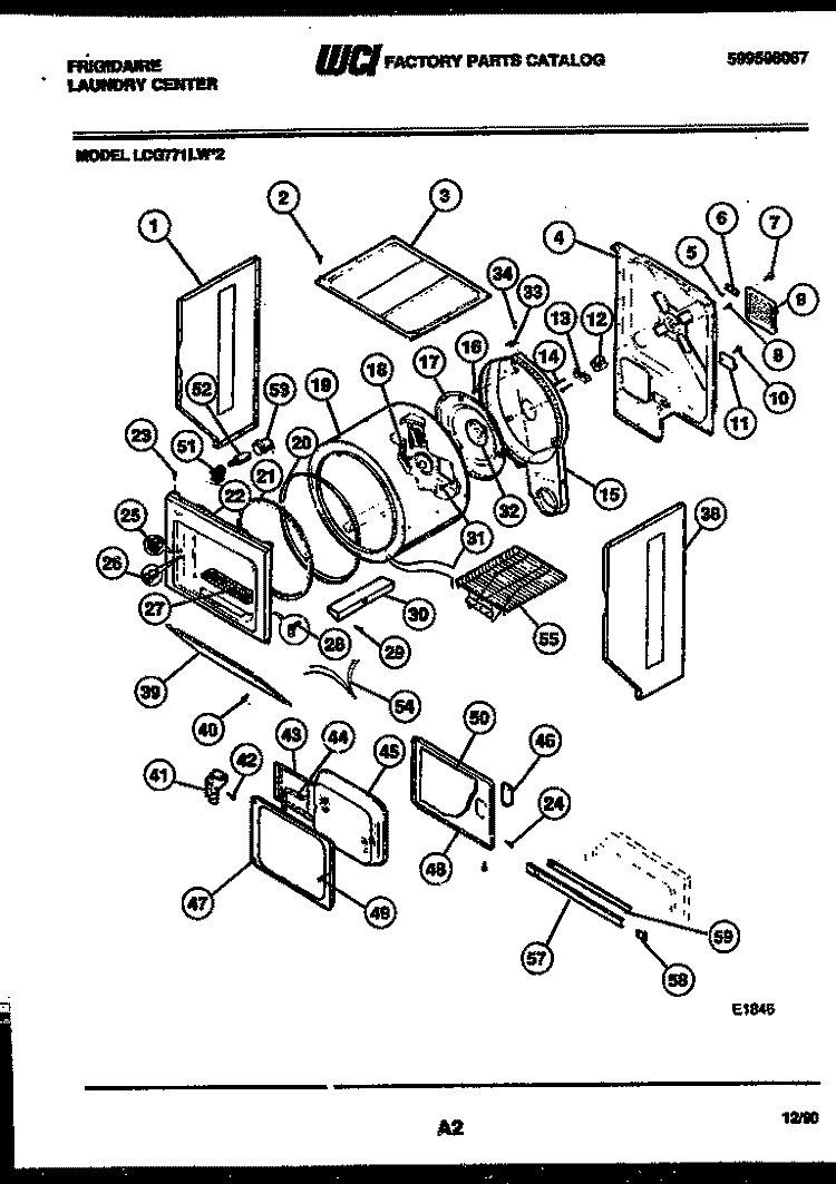 CABINET AND COMPONENT PARTS Diagram and Parts List for LCG771LW2  Frigidaire Washer Dryer Combo
