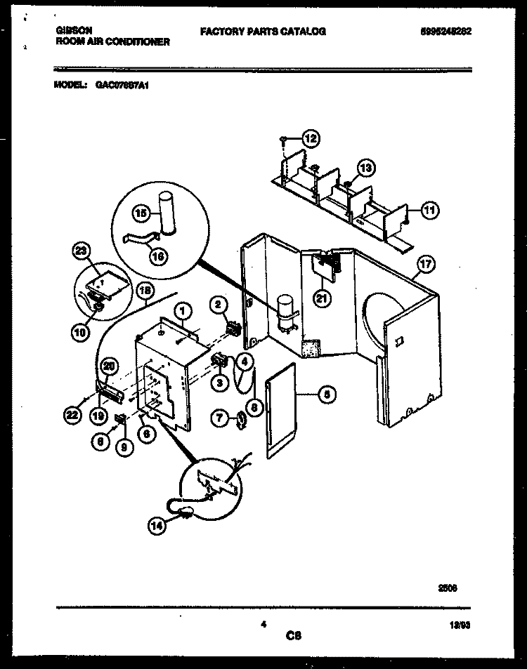 ELECTRICAL PARTS Diagram and Parts List for GAC078S7A1  Gibson Air Conditioner