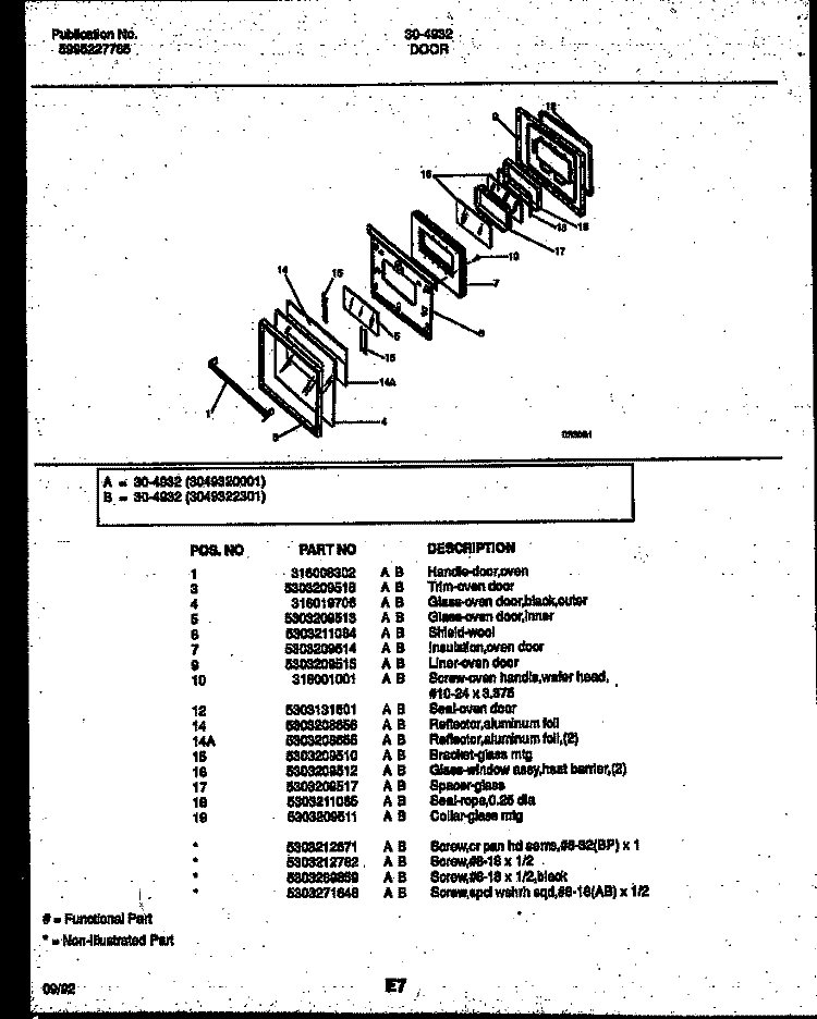 DRAWER PARTS Diagram and Parts List for 30-4989-00-04  Tappan Range