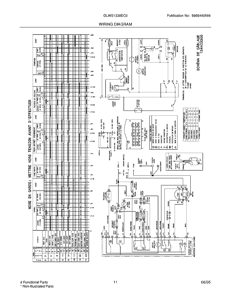WIRING DIAGRAM Diagram and Parts List for GLWS1339EC0  Frigidaire Washer