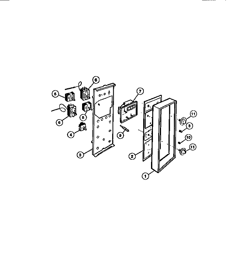 UPPER CONTROL PANEL Diagram and Parts List for 73-7857-66-03  Tappan Range