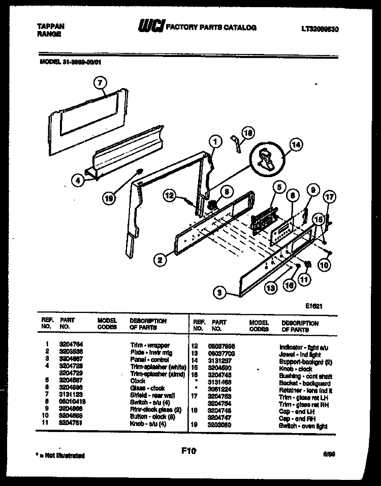 BACKGUARD Diagram and Parts List for 30-3858-23-05  Tappan Range