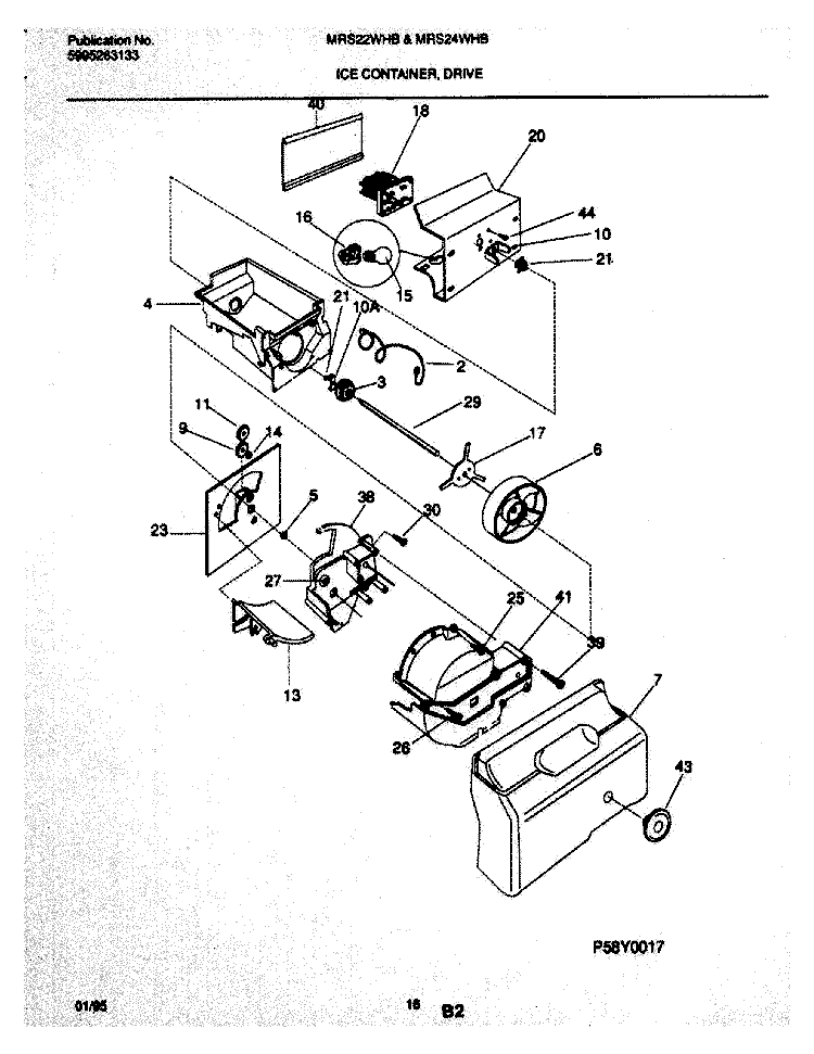 ICE CONTAINER Diagram and Parts List for MRS22WHBD1  Frigidaire Refrigerator