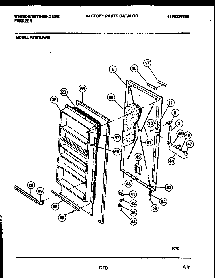 DOOR PARTS Diagram and Parts List for FU161LRW5  Frigidaire Freezer