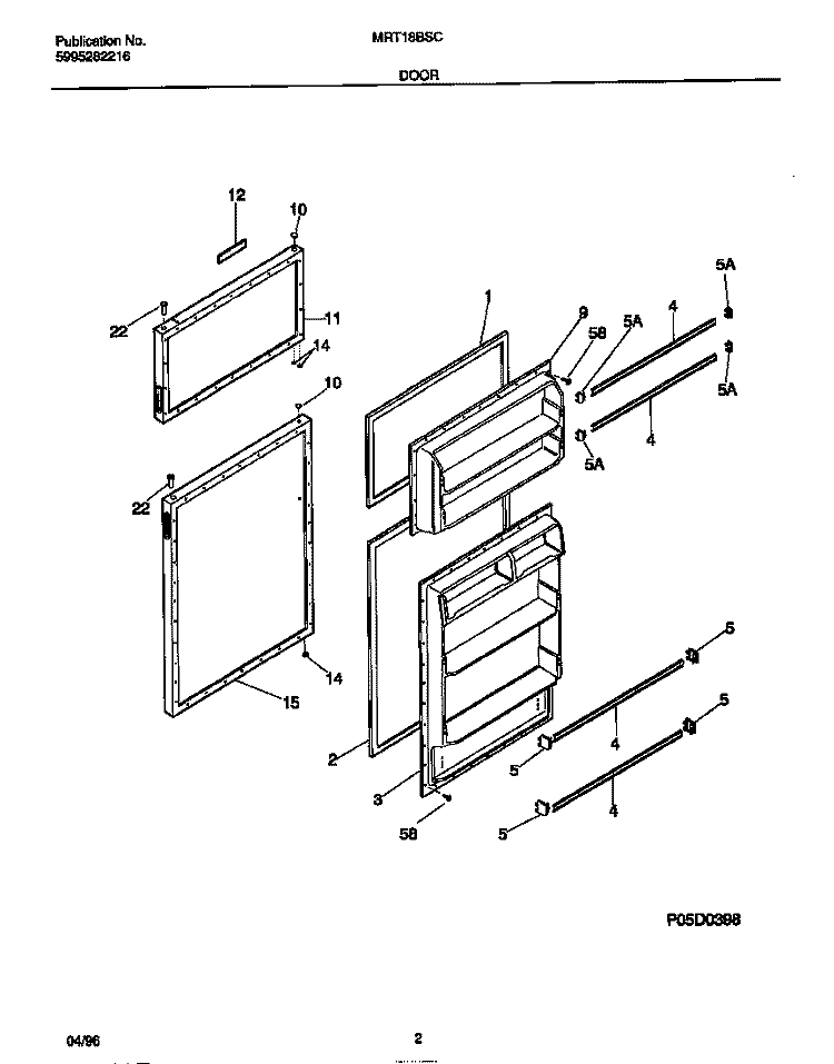 DOOR Diagram and Parts List for MRT18BSCW1  Frigidaire Refrigerator