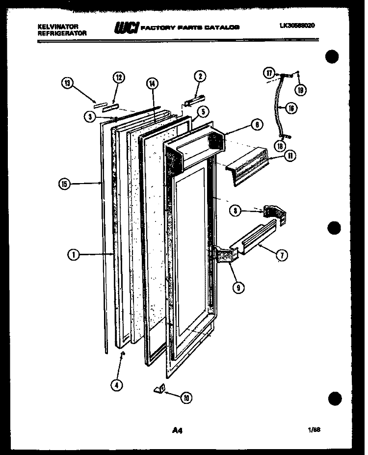 REFRIGERATOR DOOR PARTS Diagram and Parts List for FMK220EN0F  Kelvinator Refrigerator