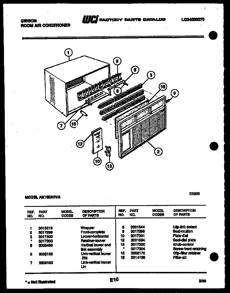 CABINET PARTS Diagram and Parts List for AK18E4RVA  Gibson Air Conditioner