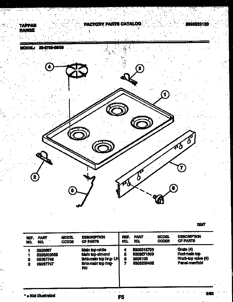 COOKTOP PARTS Diagram and Parts List for 30-2759-23-06  Tappan Range