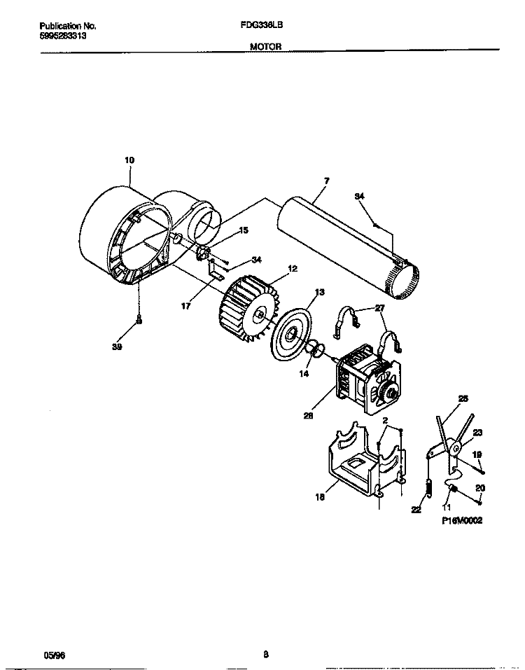 MOTOR Diagram and Parts List for FDG336LBS2  Frigidaire Dryer