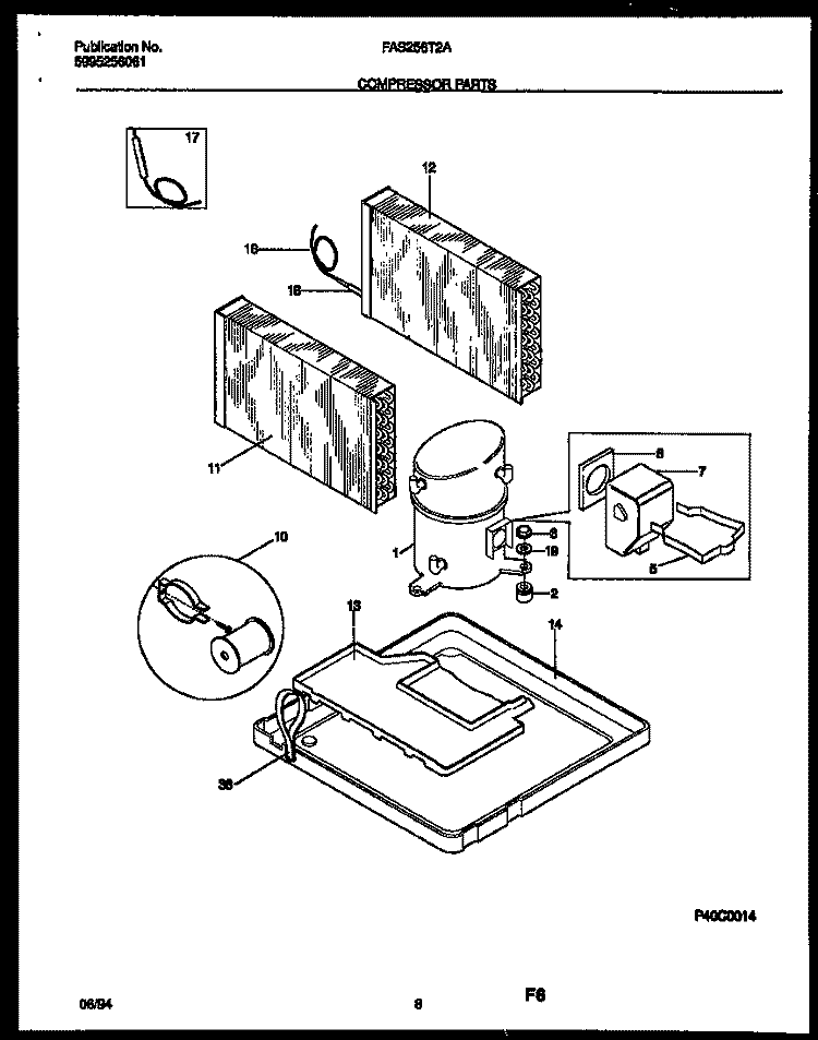 COMPRESSOR PARTS Diagram and Parts List for FAS256T2A1  Frigidaire Air Conditioner