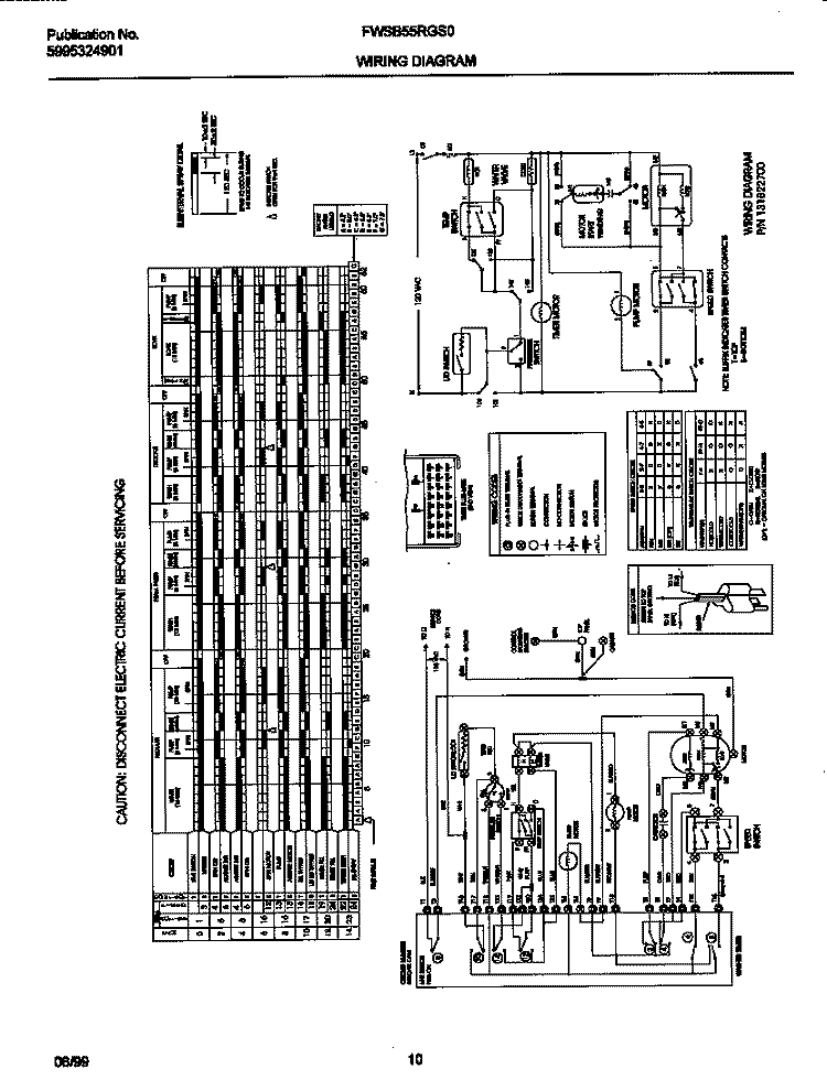 131822700 WIRING DIAGRAM Diagram and Parts List for FWSB55RGS0  Frigidaire Washer