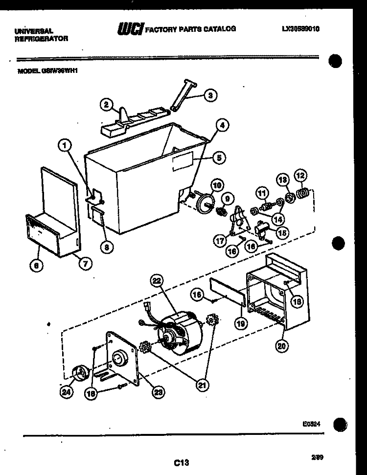 ICE DISPENSER Diagram and Parts List for GSIW36VH1  Uni Refrigerator