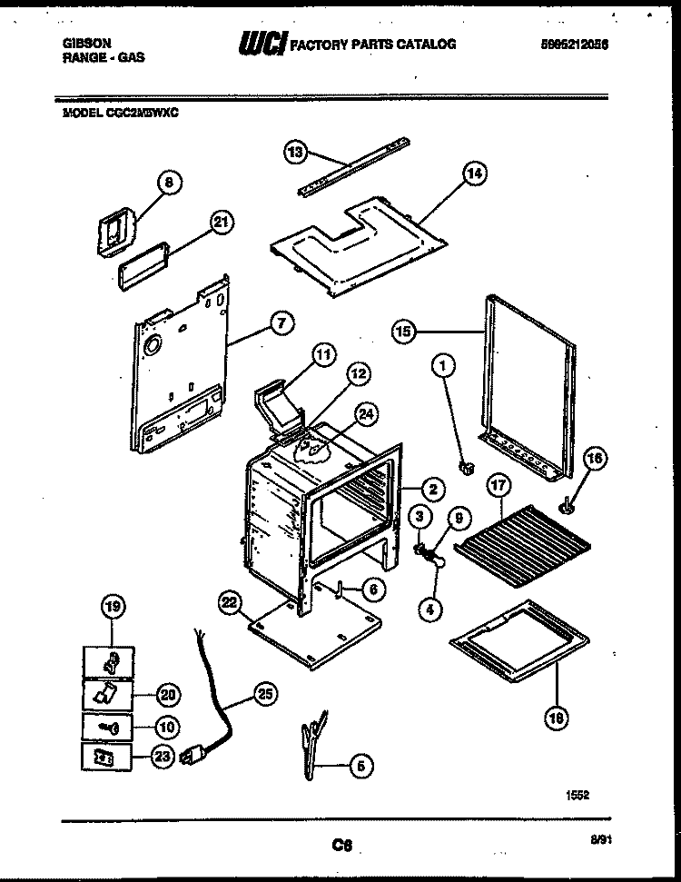 BODY PARTS Diagram and Parts List for CGC2M5WXC  Gibson Range