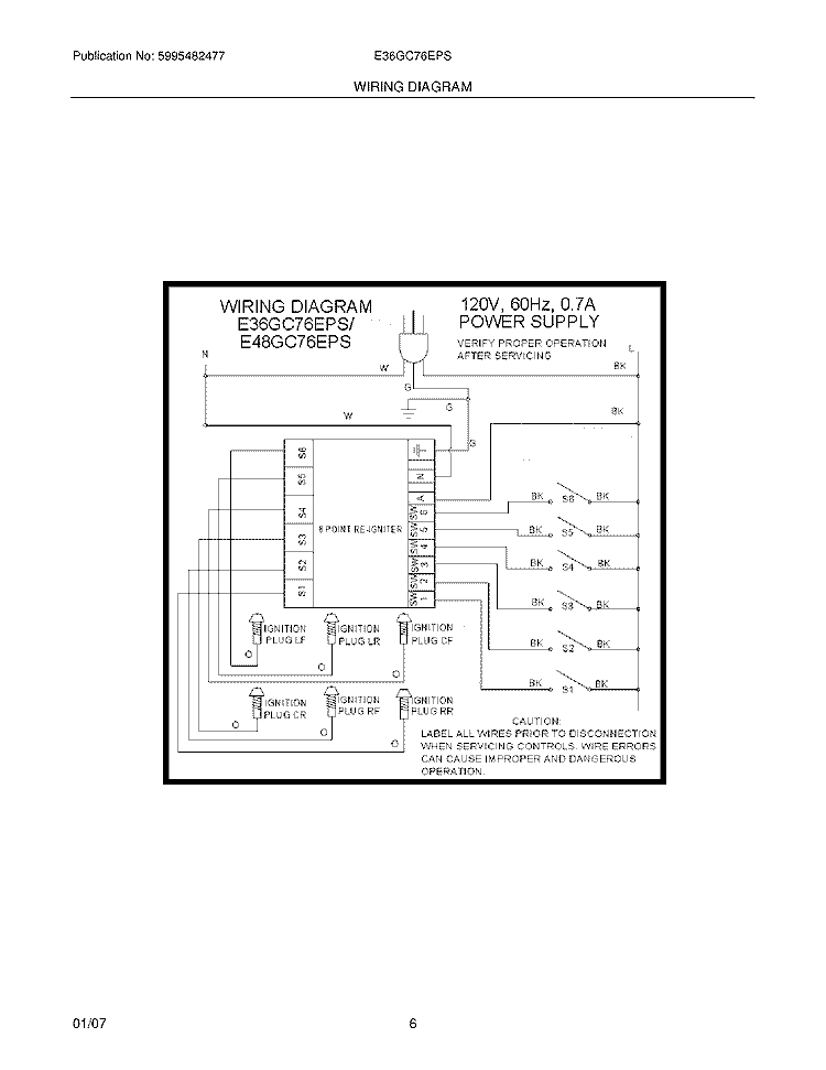 WIRING DIAGRAM Diagram and Parts List for E36GC76EPS  Electrolux Cooktop