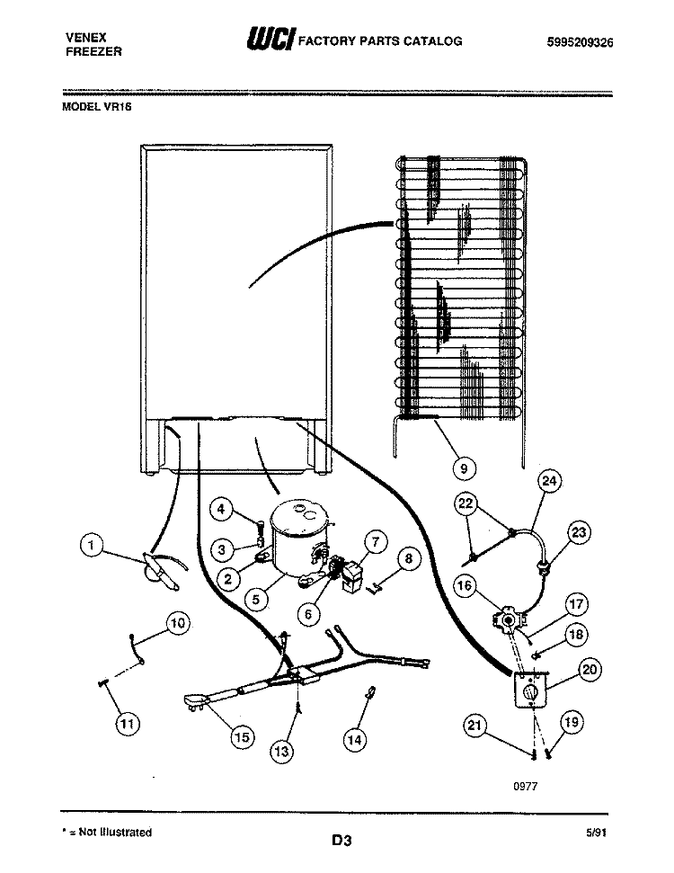 SYSTEM Diagram and Parts List for VR16  Frigidaire Freezer