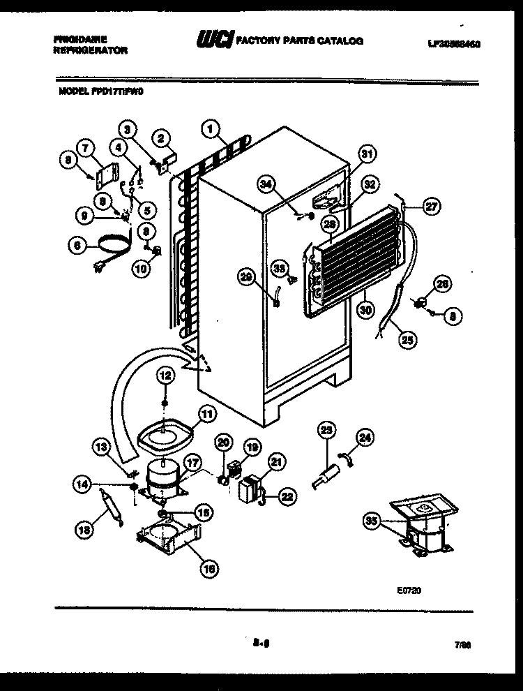 SYSTEM AND AUTOMATIC DEFROST PARTS Diagram and Parts List for FPD17TIFA0  Frigidaire Refrigerator