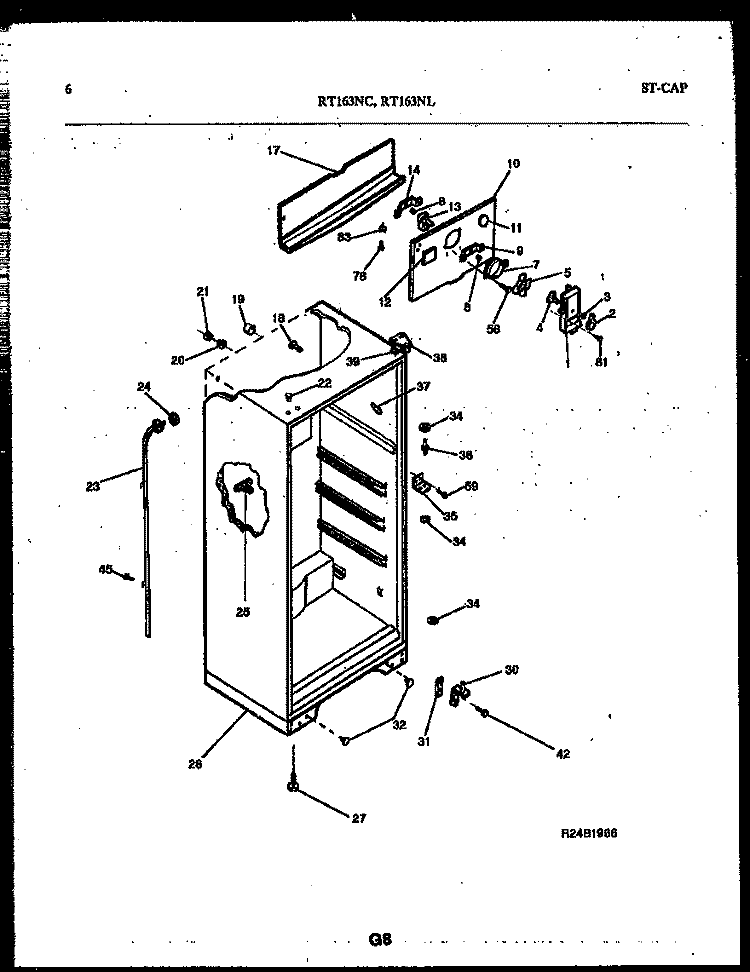 CABINET PARTS Diagram and Parts List for RT163NCWE  Frigidaire Refrigerator