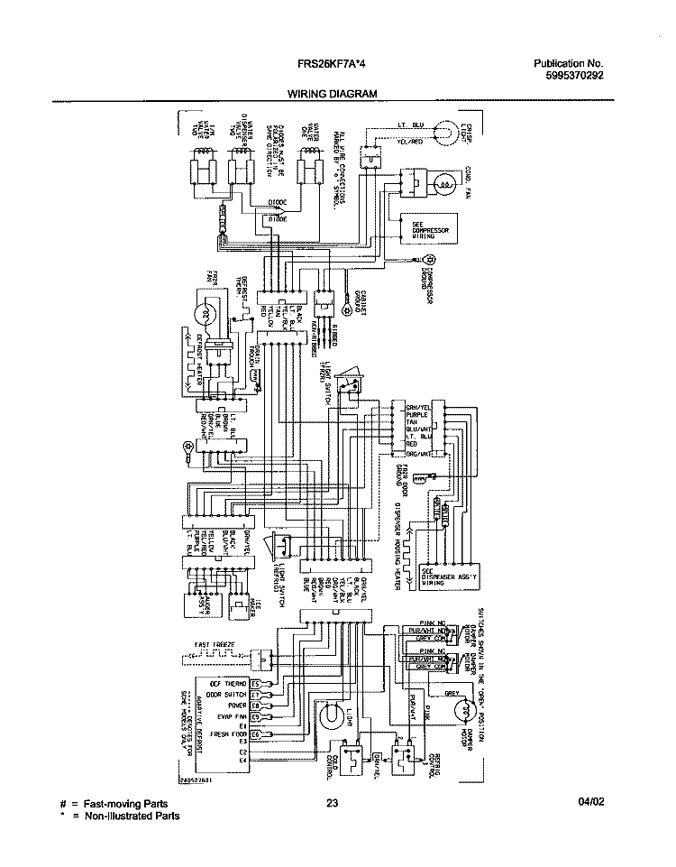 WIRING DIAGRAM Diagram and Parts List for FRS26KF7AB4  Frigidaire Refrigerator