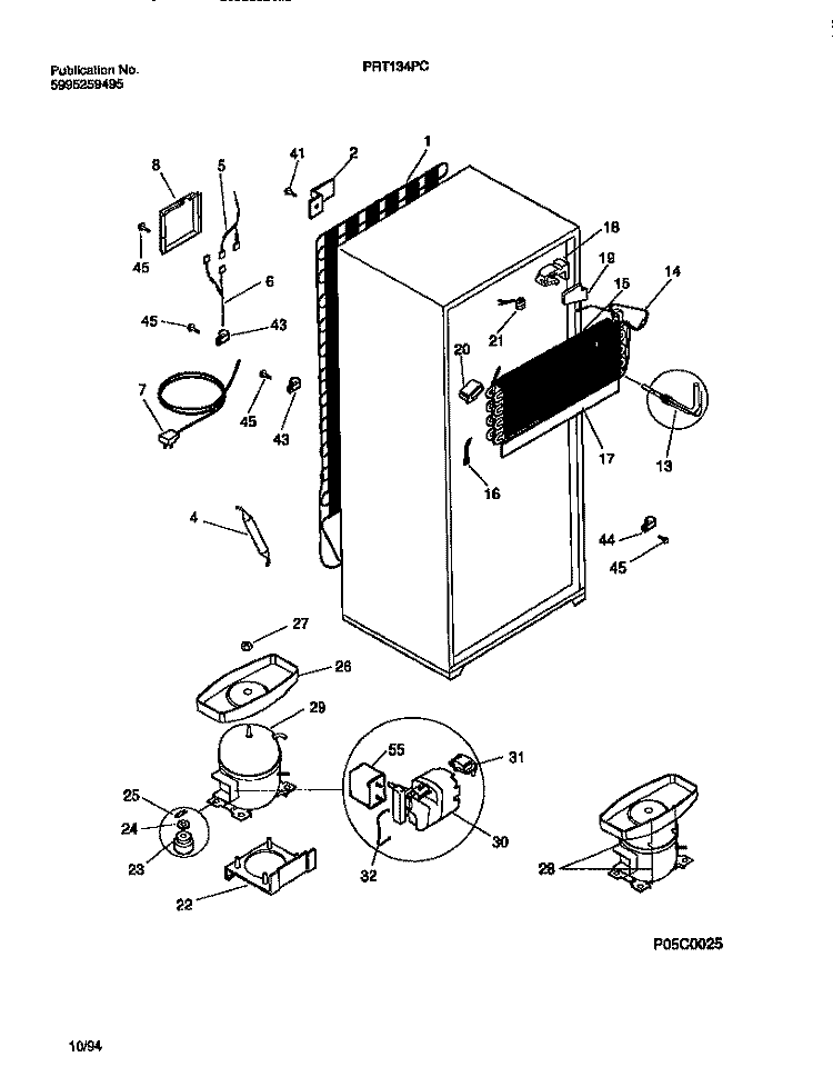 COOLING SYSTEM Diagram and Parts List for PRT134PCD3  Frigidaire Refrigerator