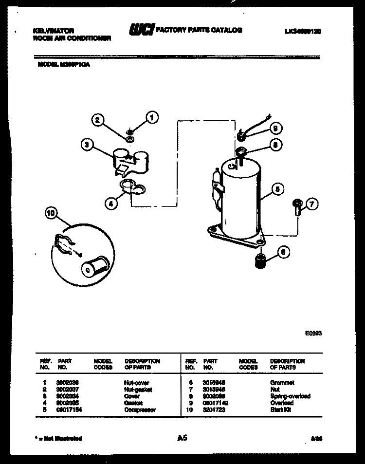COMPRESSOR Diagram and Parts List for M206F1QA  Kelvinator Air Conditioner