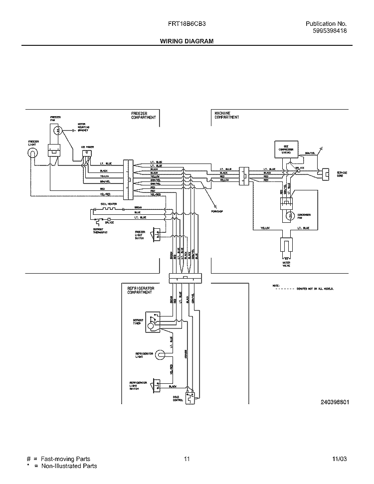 WIRING DIAGRAM Diagram and Parts List for FRT18B6CB3  Frigidaire Refrigerator