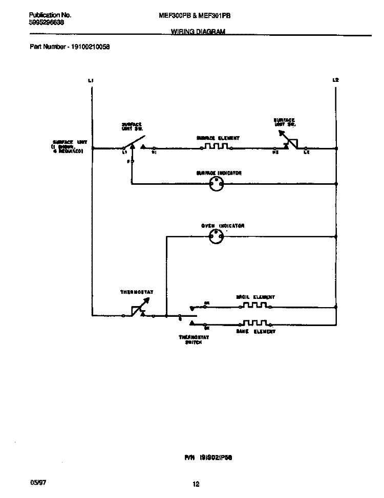 WIRING DIAGRAM Diagram and Parts List for MEF301PBDJ  Frigidaire Range