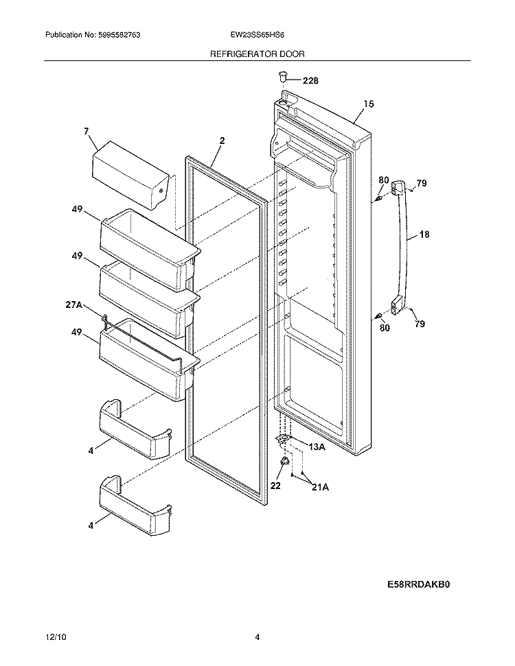 REFRIGERATOR DOOR Diagram and Parts List for EW23SS65HS6  Electrolux Refrigerator