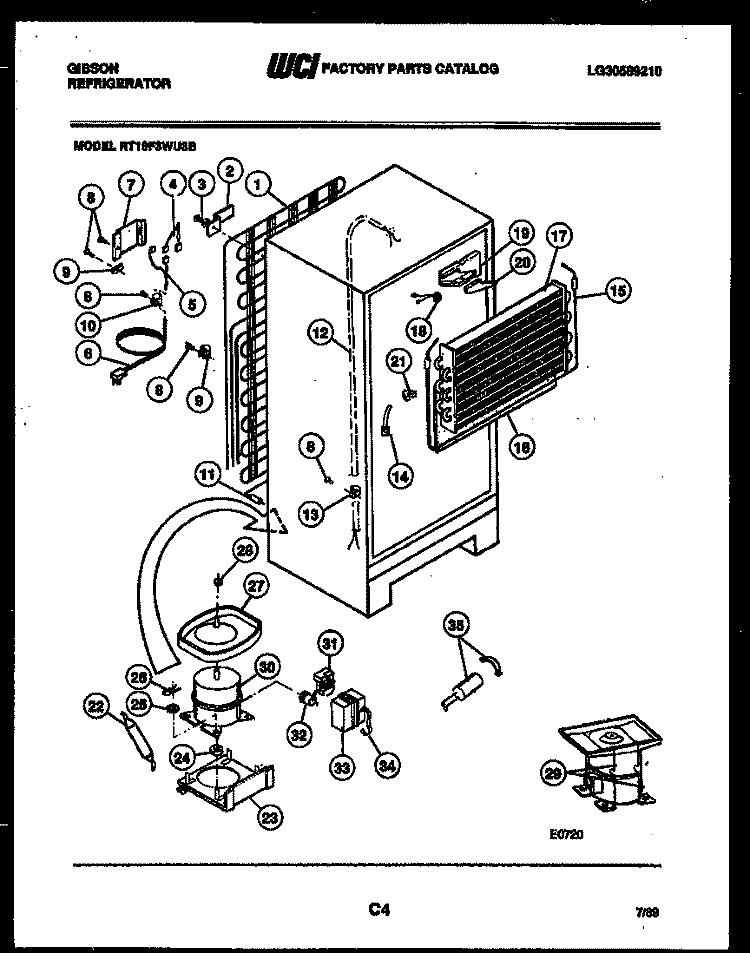SYSTEM AND AUTOMATIC DEFROST PARTS Diagram and Parts List for RT19F3WU3B  Gibson Refrigerator