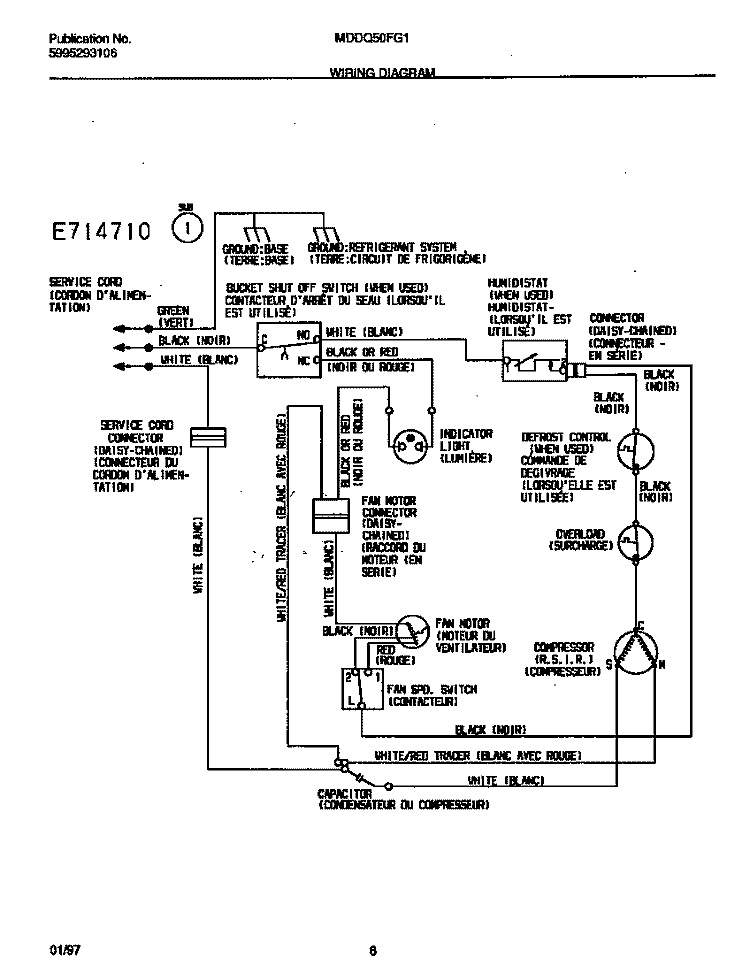 WIRING DIAGRAM Diagram and Parts List for MDDQ50FG1  Gibson Dehumidifier