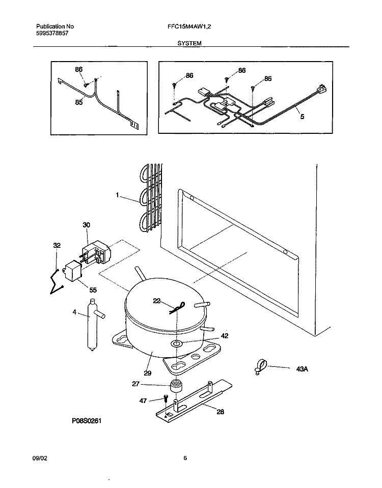 SYSTEM Diagram and Parts List for FFC15M4AW2  Frigidaire Freezer