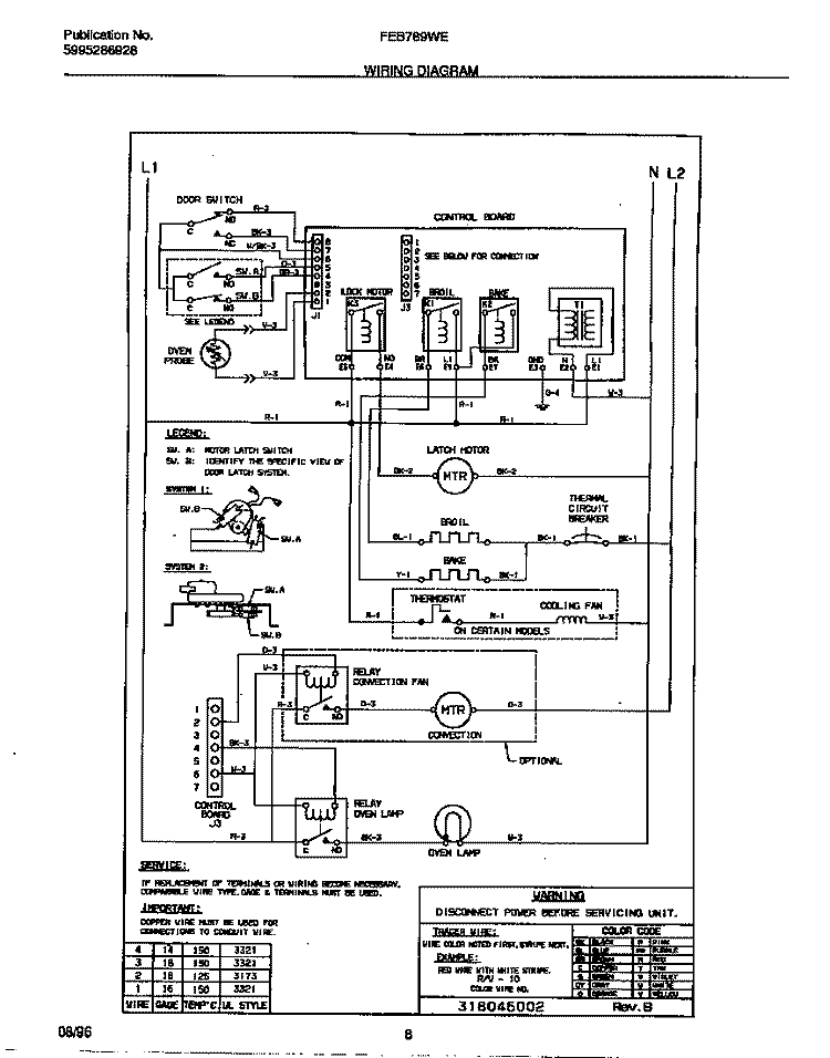 WIRING DIAGRAM Diagram and Parts List for FEB789WESB  Frigidaire Wall Oven