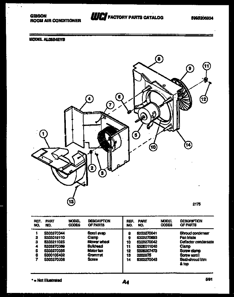 AIR HANDLING PARTS Diagram and Parts List for AL08B4EYB  Gibson Air Conditioner