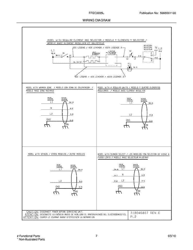 WIRING DIAGRAM Diagram and Parts List for FFEC3225LBA  Frigidaire Cooktop