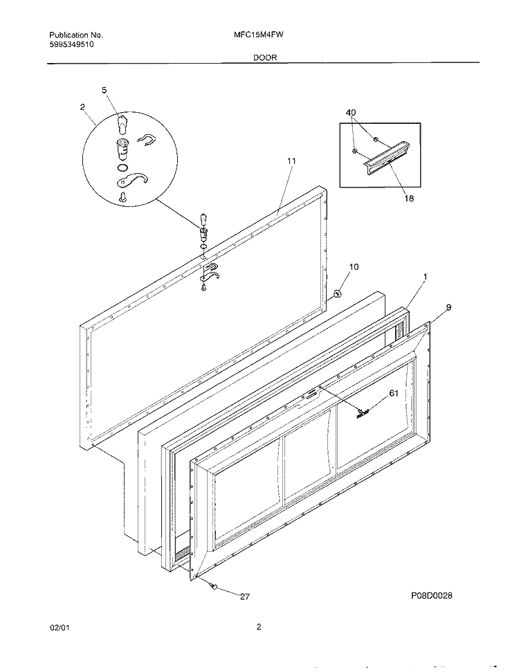 DOOR Diagram and Parts List for MFC15M4FW3  Frigidaire Freezer