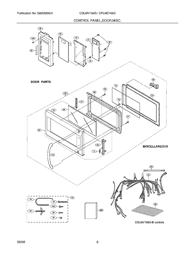 CONTROL PANEL,DOOR,MISC. Diagram and Parts List for CPLMZ169GCC  Frigidaire Microwave