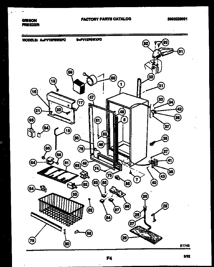 CABINET PARTS Diagram and Parts List for FV19F5WXFD  Gibson Freezer