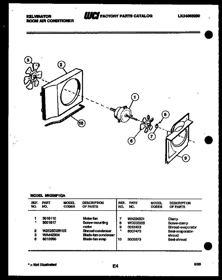 AIR HANDLING PARTS Diagram and Parts List for MH208F1QA  Kelvinator Air Conditioner