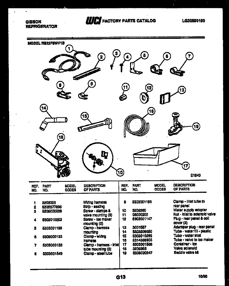 ICE MAKER INSTALLATION PARTS Diagram and Parts List for RS22F8WV1B  Gibson Refrigerator