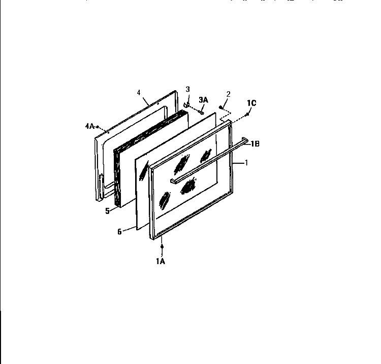 DOOR Diagram and Parts List for GF521HXF0  Frigidaire Wall Oven